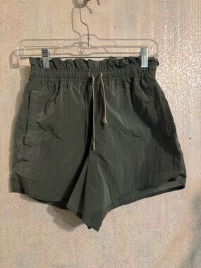 Varley Tulair High-Rise Shorts In Olive Green, Paper Bag Waist With Drawstring